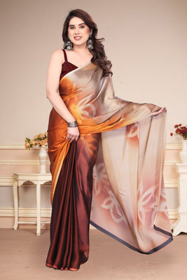 Karnav Fashion Printed, Self Design Bollywood Chiffon, Georgette Saree(Orange)