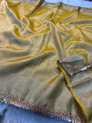 Banaras silk palace Woven Banarasi Tissue Saree(Yellow)