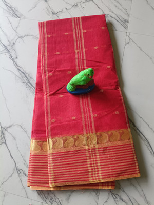 Duttafashion Checkered Tant Pure Cotton Saree(Multicolor)