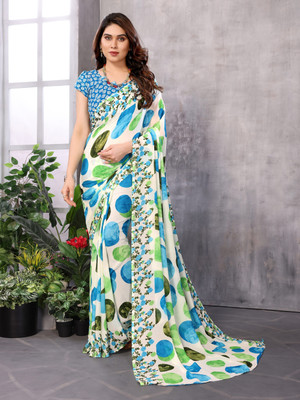 AAI LAXMI CREATION Digital Print, Printed Daily Wear Georgette Saree(Light Blue)