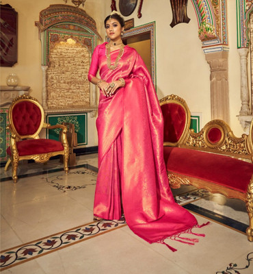 JVG CREATION Digital Print, Solid/Plain Bollywood Jacquard Saree(Pink)