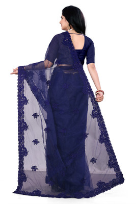 SPAREN CREATION Self Design Bollywood Net Saree(Blue)