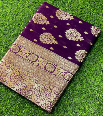Madhuuram Fashion Woven Kanjivaram Jacquard, Pure Silk Saree(Purple)