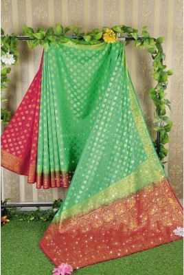 SAREE EXOTICA Woven Kanjivaram Silk Blend Saree(Light Green)