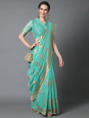 Ratnavati Woven Banarasi Silk Blend Saree(Light Green)