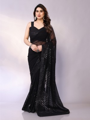 Tasrika Embellished Bollywood Georgette Saree(Black)