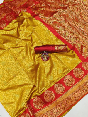 Julee Solid/Plain Banarasi Pure Silk Saree(Multicolor)