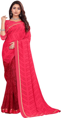 Ridham Sarees Geometric Print Bollywood Georgette Saree(Pink)