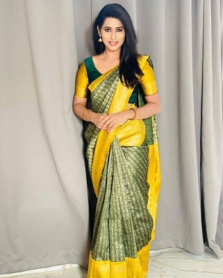 Bansari Textiles Self Design Kanjivaram Art Silk Saree(Green)