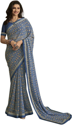 ROOP SUNDARI SAREES Printed Bollywood Georgette Saree(Blue)