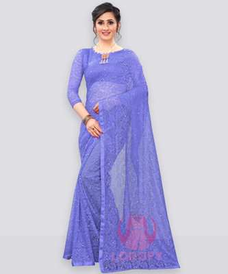 LOROFY Self Design Bollywood Net Saree(Multicolor)