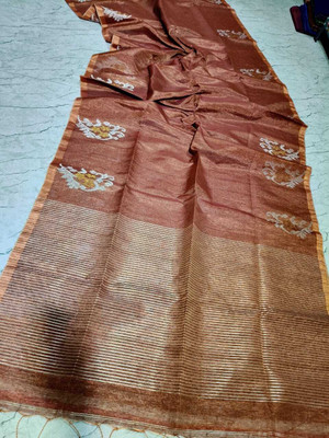 S.K. HOUSE Self Design Jamdani Linen Saree(Multicolor)