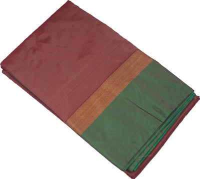 PK TRENDY COLLECTIONS Solid/Plain Kanjivaram Handloom Silk Blend Saree(Mustard)