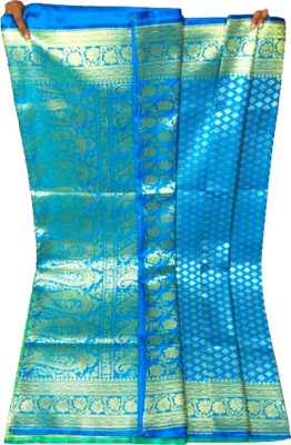 ANUDHYA FASHION Self Design, Woven Banarasi Pure Silk Saree(Light Blue)