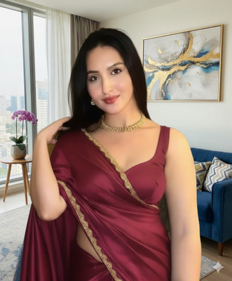 Amavii Embellished Bollywood Chiffon Saree(Maroon)