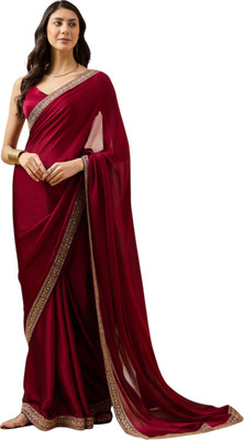 TTH Self Design Bollywood Pure Silk Saree(Maroon)