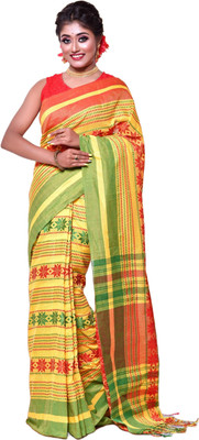 cloud vastra Woven Handloom Pure Cotton Saree(Multicolor)