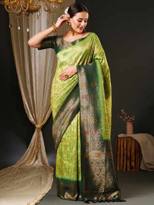 Sareemall Woven Kanjivaram Georgette Saree(Light Green)