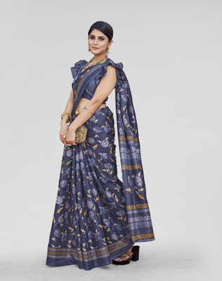 Nirvaan Printed Bollywood Art Silk Saree(Blue)