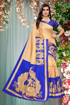 Gugaliya Printed Bollywood Art Silk, Cotton Blend Saree(Multicolor)