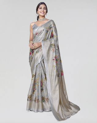 ANIRAV Embellished Daily Wear Art Silk Saree(Grey)