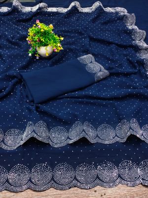 XOOM LADY Embellished Bollywood Georgette Saree(Blue)