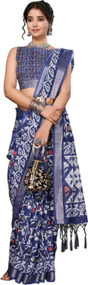 Priyashi Printed Mysore Cotton Silk Saree(Blue)