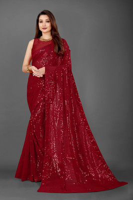 Divastri Embellished Bollywood Georgette Saree(Maroon)