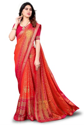 Divastri Printed Leheria Brasso, Chiffon Saree(Pink)