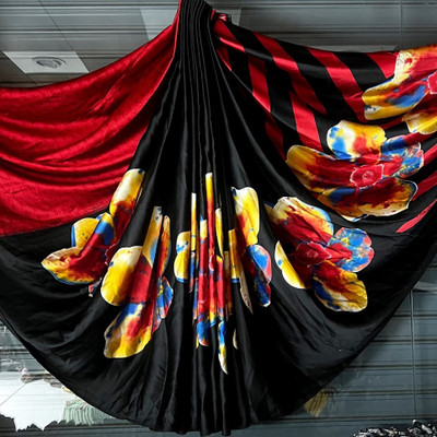 Bombey Velvat Fab Printed Gadwal Silk Blend, Raw Silk Saree(Black)