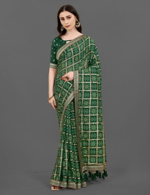 Marabout Printed Banarasi Art Silk Saree(Green)