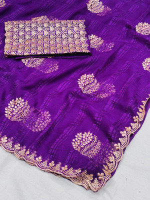 K 5 FASHION Embroidered Bollywood Georgette Saree(Purple)