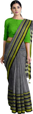Joyguru Textile Self Design Tant Cotton Blend Saree(Grey)
