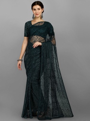 Shubha Corporation Embroidered Bollywood Net Saree(Black)