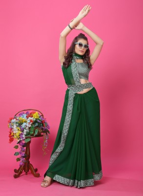 niseful Printed Bollywood Georgette Saree(Green)