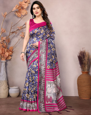 YASHIKA Printed Banarasi Art Silk Saree(Blue)