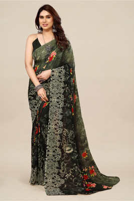 Moda Rapido Floral Print Daily Wear Georgette Saree(Multicolor)
