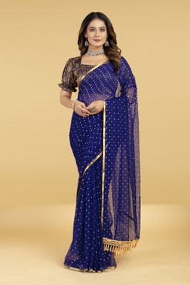 DIVYASHAKTI FASHION Embellished Daily Wear Chiffon Saree(Dark Blue)