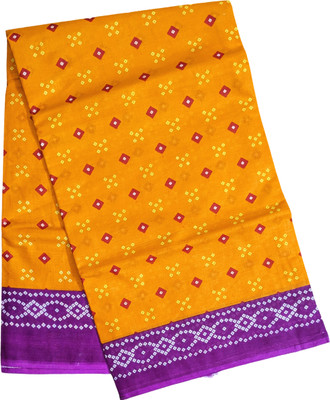 SARITA SAREES Printed Bandhani Pure Cotton Saree(Orange)