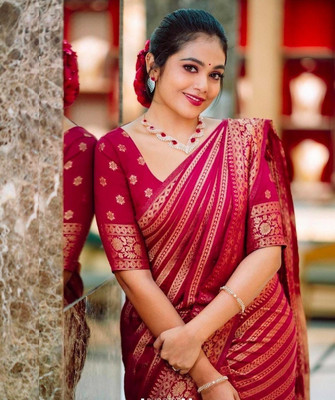 PHEASANT Printed Kanjivaram Jacquard, Art Silk Saree(Pink)