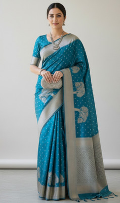 Bajrang fab Self Design Banarasi Satin Saree(Dark Blue)