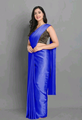 Arpita Fashion Solid/Plain Bollywood Silk Blend Saree(Light Blue)