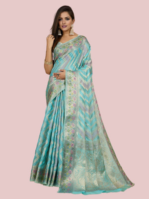 Divastri Woven Banarasi Organza Saree(Light Blue)