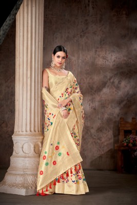 Divastri Woven Bollywood Cotton Blend Saree(Beige)