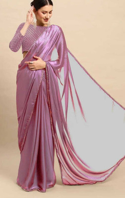 mahi creation Self Design Daily Wear Satin Saree(Pink)