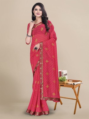 RekhaManiyar Self Design Banarasi Georgette Saree(Pink)