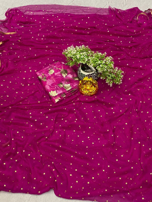JiproStore Printed Daily Wear Chiffon Saree(Purple)