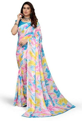 Rehana Khatun Striped Bandhani Georgette Saree(Multicolor)