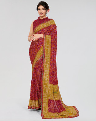 ANIRAV Printed Bollywood Georgette, Lace Saree(Multicolor)