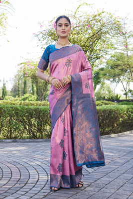 MANJULA SAREE Woven Banarasi Cotton Silk Saree(Pink)